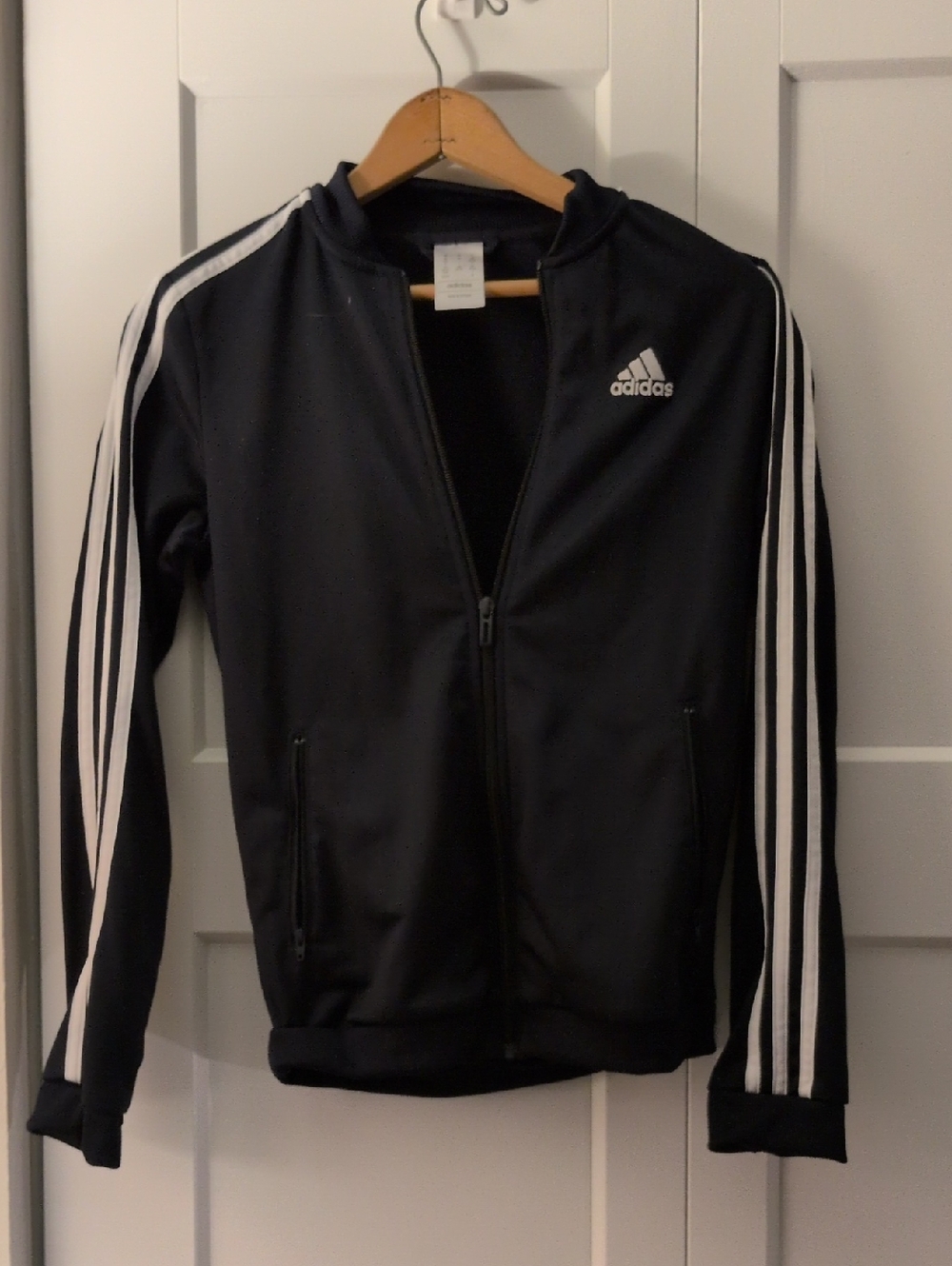 adidas Black track  Jacket with White Three Stripes